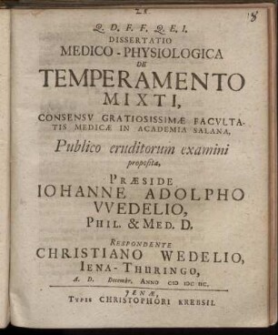 Dissertatio Medico-Physiologica De Temperamento Mixti