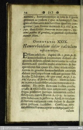 Observatio XXI. Haemorrhoidum dolor calculum vesicae mentiens