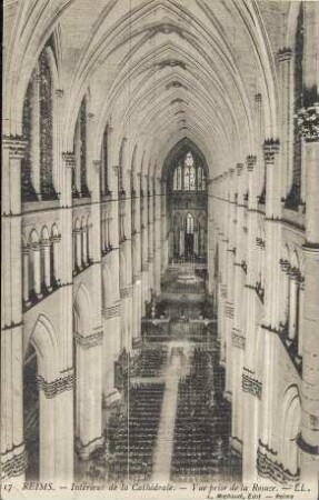 Reims. - Intérieur de la Cathédrale. - Vue prise de la Rosace. - LL.