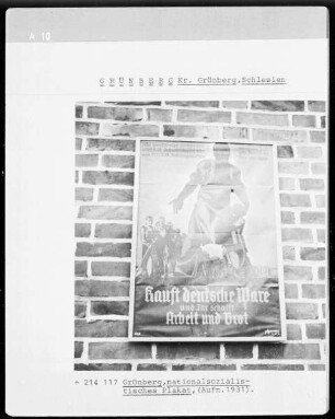 Nationalsozialistisches Plakat: Kauft deutsche Ware und ihr schafft Arbeit und Brot