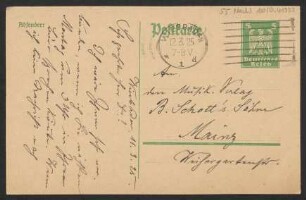 Brief an Ludwig Strecker an B. Schott's Söhne : 11.03.1925