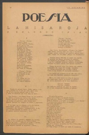 La misa roja. : A Salomón Kahan. - (Inédito)
