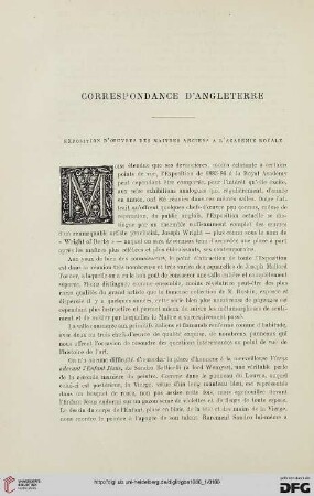 2. Pér. 33.1886: Exposition d'œuvres des maîtres anciens à l'Académie Royale : correspondance d'Angleterre