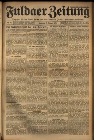 Erste Ausgabe vom Samstag, den 19. Januar 1929.