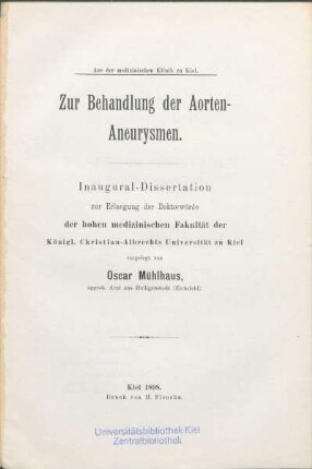 Zur Behandlung der Aorten-Aneurysmen