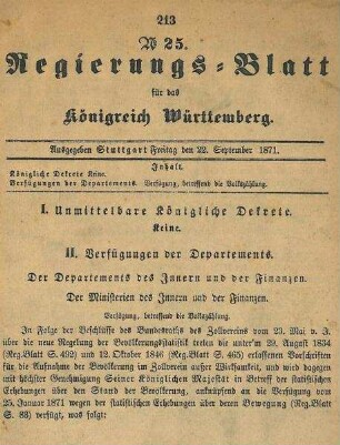 Vorschriften für die Volkszählung 1871