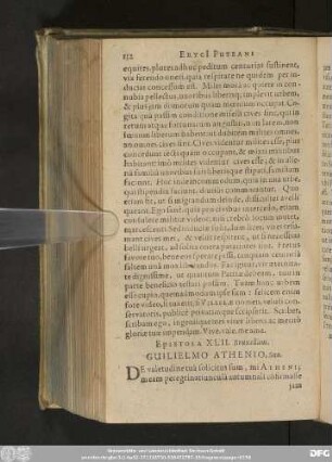 Epistola XLII. Bruxellam. Guilielmo Athenio, Suo.