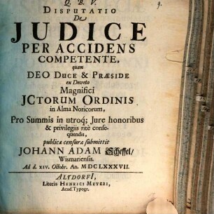 Disputatio De Judice Per Accidens Competente