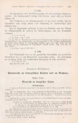 Neunter Abschnitt. Pfandrecht an beweglichen Sachen und an Rechten