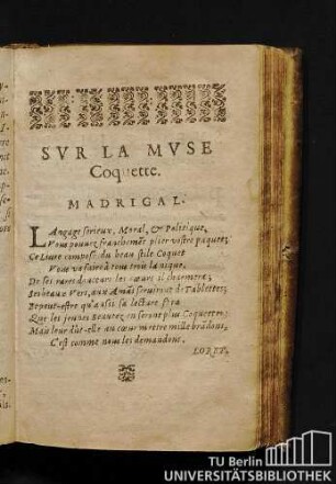 Svr La Mvse Coquette. Madrigal.