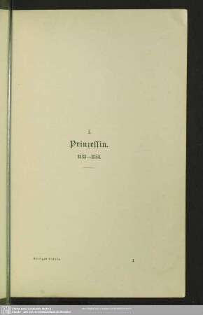 I. Prinzessin. 1833 - 1854