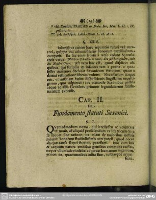 Cap. II. De Fundamento statuti Saxonici