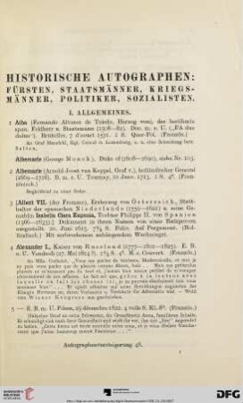 Historische Autographen: Fürsten, Staatsmänner, Kriegsmänner, Politiker, Sozialisten (Nr. 1-302)