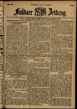 Ausgabe vom Donnerstag, den 11. November 1886.