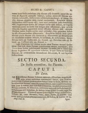 Sectio Secunda. De Stellis errantibus, seu Planetis.
