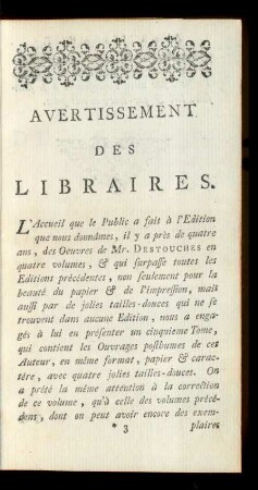 Avertissement Des Libraires.
