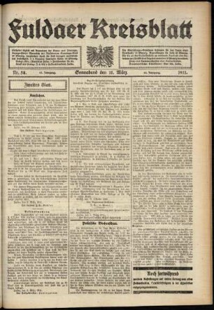 Zweite Ausgabe vom Samstag, den 11. März 1911.