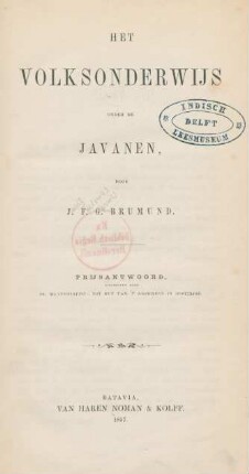 Het volksonderwijs onder de Javanen