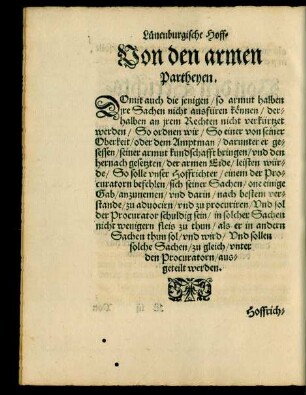 Von den armen Partheyen.