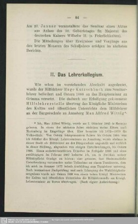 II. Lehrerkollegium