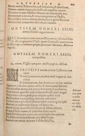 Odysseae Homeri XXIIII. compositionis agumentum.