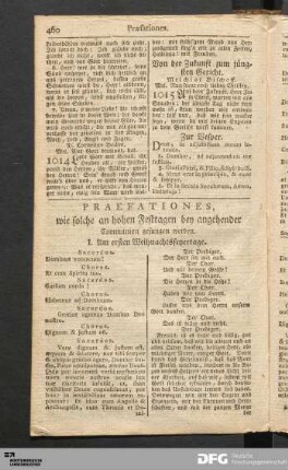 Praefationes, wie solche an hohen Festtagen bey angehender Communion gesungen werden.