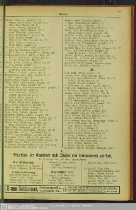 D. Häuserbuch : D. Verzeichnis der Einwohner nach Straßen und Hausnummern geordnet