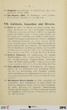 VII. Cabinets, Casetten und Diverse (Nr. 348-360)