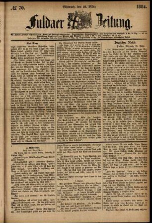 Ausgabe vom Mittwoch, den 26. März 1884.