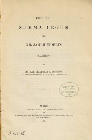 Über eine Summa Legum des XII. Jahrhunderts : Nachtrag