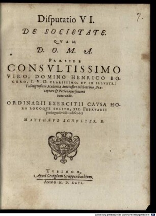 Classis I. disp. VI. de societate