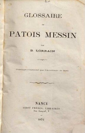 Glossaire du patois messin