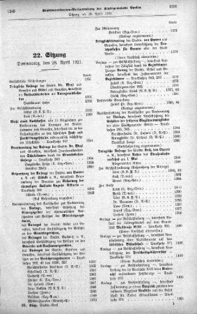 Sitzung 22, 28. April 1921