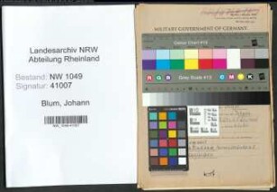Entnazifizierung Johann Blum , geb. 18.06.1910 (Postarbeiter)