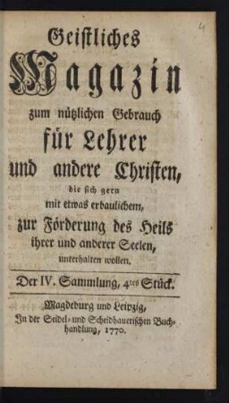 Der IV. Sammlung, 4tes Stück.