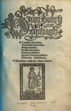 Divini Dionysii Areopagite Caelestis hierarchia