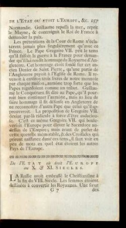 De l'Etat où étoit l'Europe au X. & XI. Siecles.