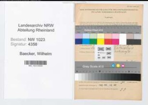 Entnazifizierung Wilhelm Baecker , geb. 13.10.1885 (Kassierer)