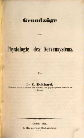 Grundzüge der Physiologie des Nervensystems