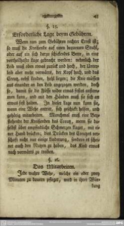 §. 15. Erforderliche Lage beym Gebähren