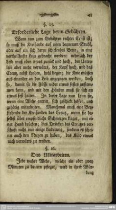 §. 15. Erforderliche Lage beym Gebähren