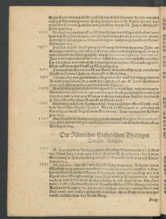 Der Römischen Catholischen Theologen Teutsche Bücher.