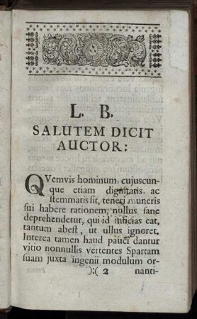 L. B. Salutem Dicit Auctor.