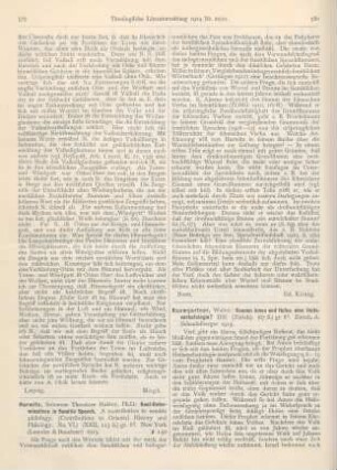 580-581 [Rezension] Baumgartner, Walter, Kennen Amos und Hosea eine Heilseschatologie?