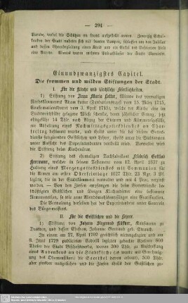 Ein und zwanzigstes Capitel. Die frommen und milden Stiftungen der Stadt