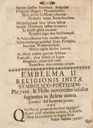 Emblema II. Religionis initæ symbolico-poëticum.