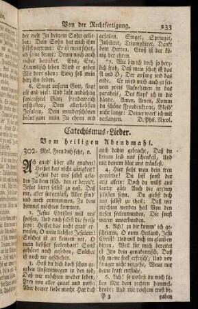 233-247, Catechismus-Lieder: Vom heiligen Abendmahl