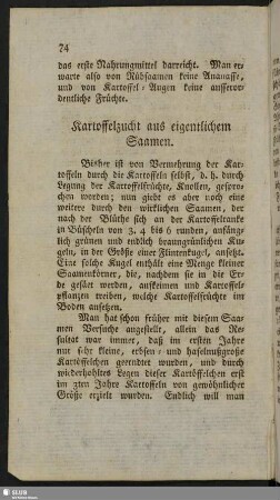 Kartoffelzucht aus eigentlichem Saamen