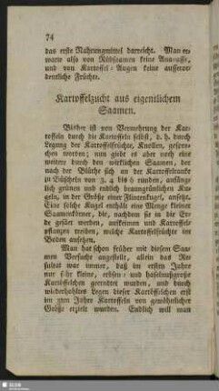 Kartoffelzucht aus eigentlichem Saamen