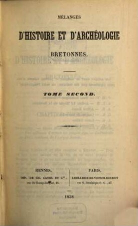 Mélanges d'histoire et d'archéologie Bretonnes, 2